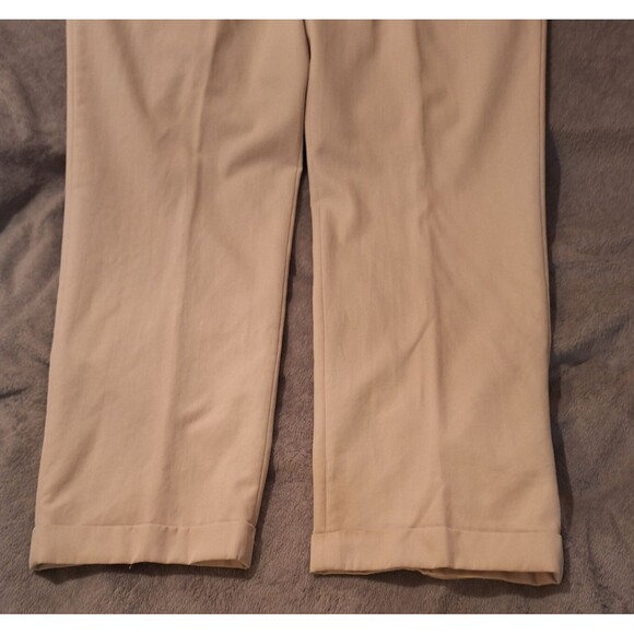 BROOKS BROTHERS Pants Men 42L (42/34) Cream Khaki Cuffed Pleated Straight Preppy - Picture 5 of 15